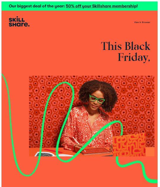 a Black Friday email from Skillshare