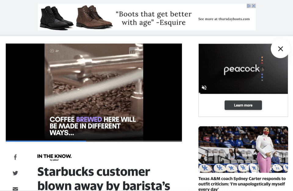 a banner display ad for boot brand shown in a website