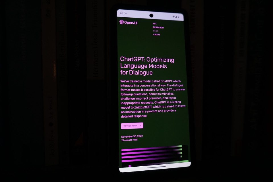 An article about ChatGPT on a phone screen
