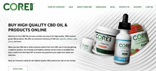 CoreCBD website screenshot