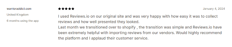 A customer review from Reviews.io
