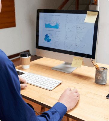 desktop monitor showing charts