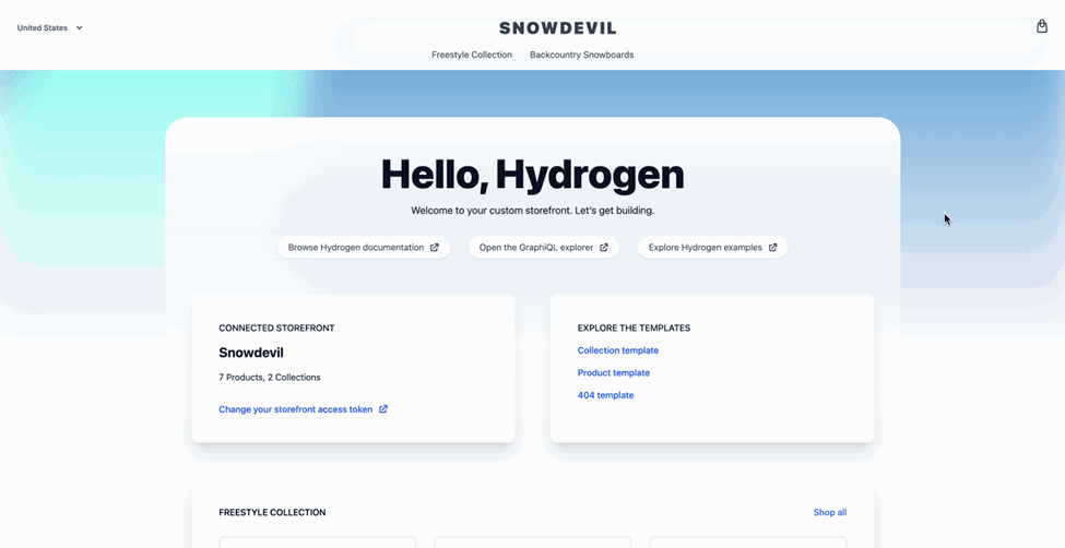 a demo Shopify page made with Hydrogen