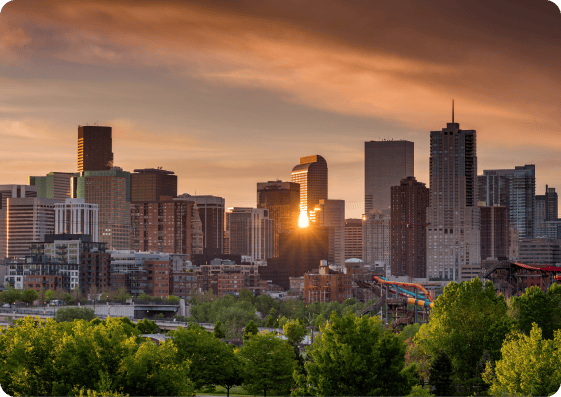 Denver skyline at sunset