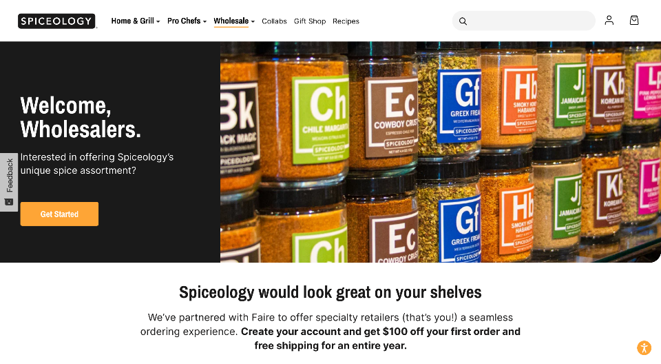 an ecommerce landing page for a company that sells spices