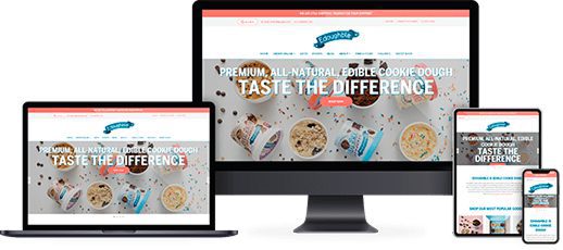 Responsive Shopify website design for Edoughble LLC displayed across desktop, laptop, tablet, and mobile screens