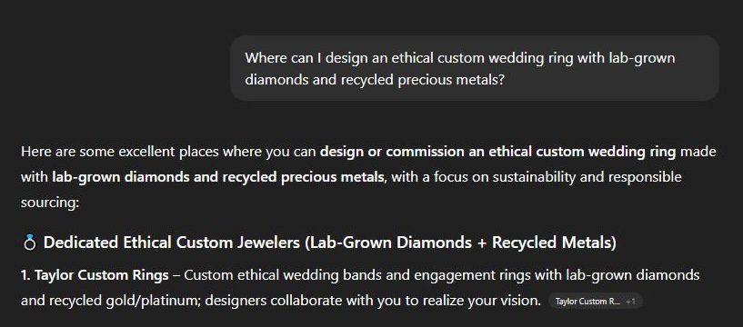 ChatGPT query on ethical wedding rings