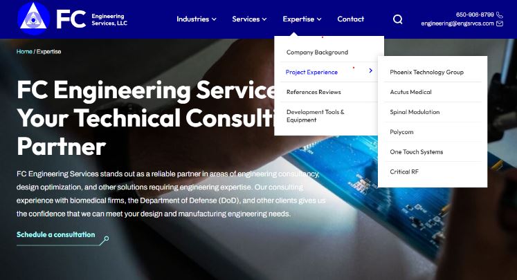 The FC Engineering Services Expertise page