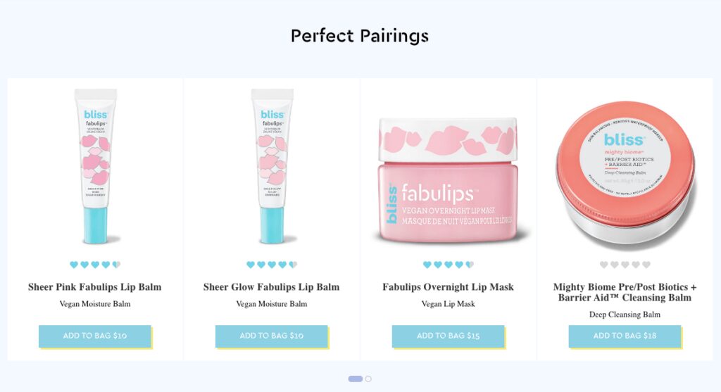 Showcase of Related Products on Bliss Store Ecommerce Design