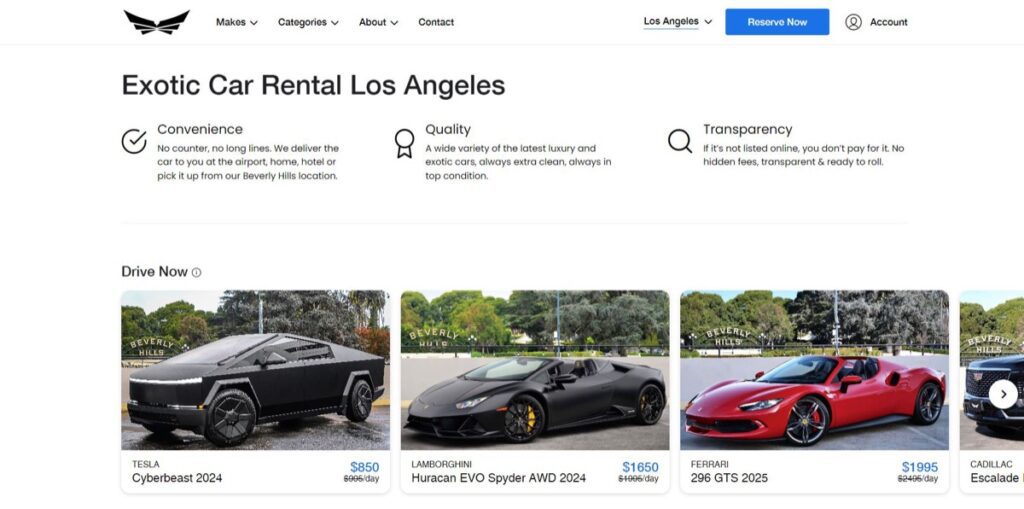 Falcon Car Rental homepage