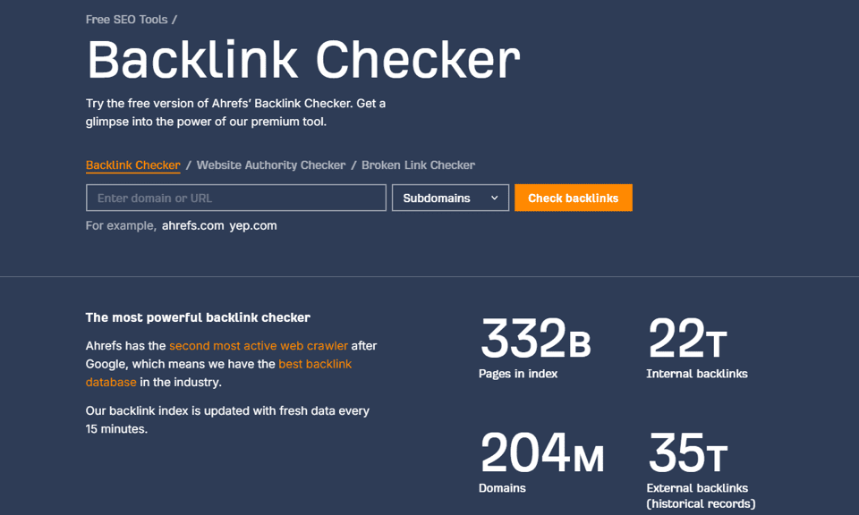a free backlink-checking tool