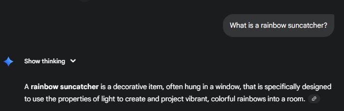 Gemini query for “What is a rainbow suncatcher?”