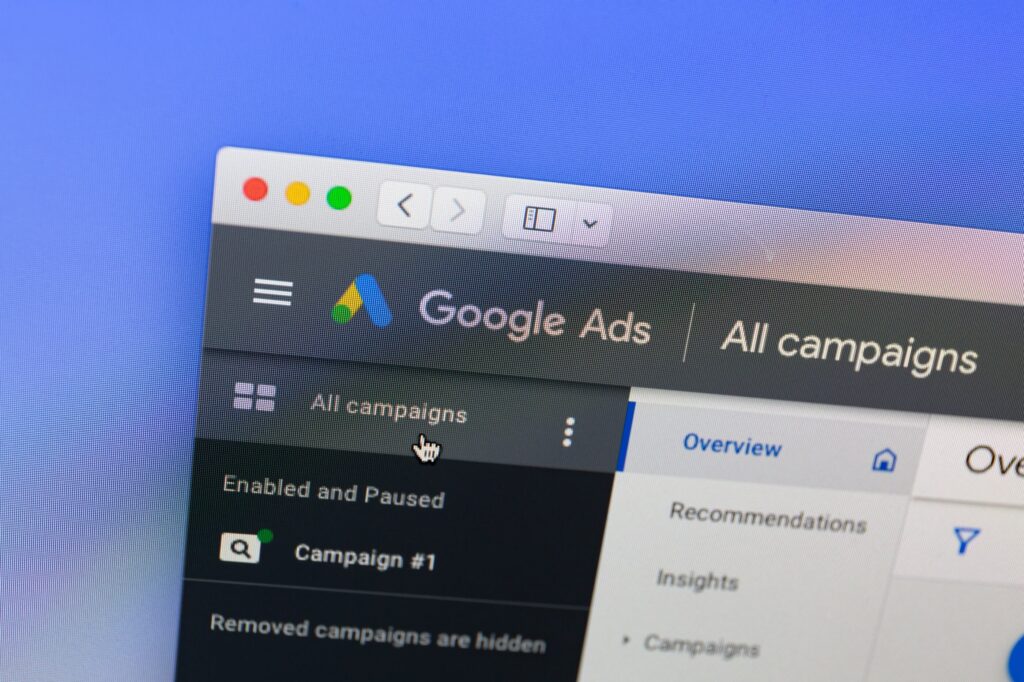 Google Ads dashboard on a PC