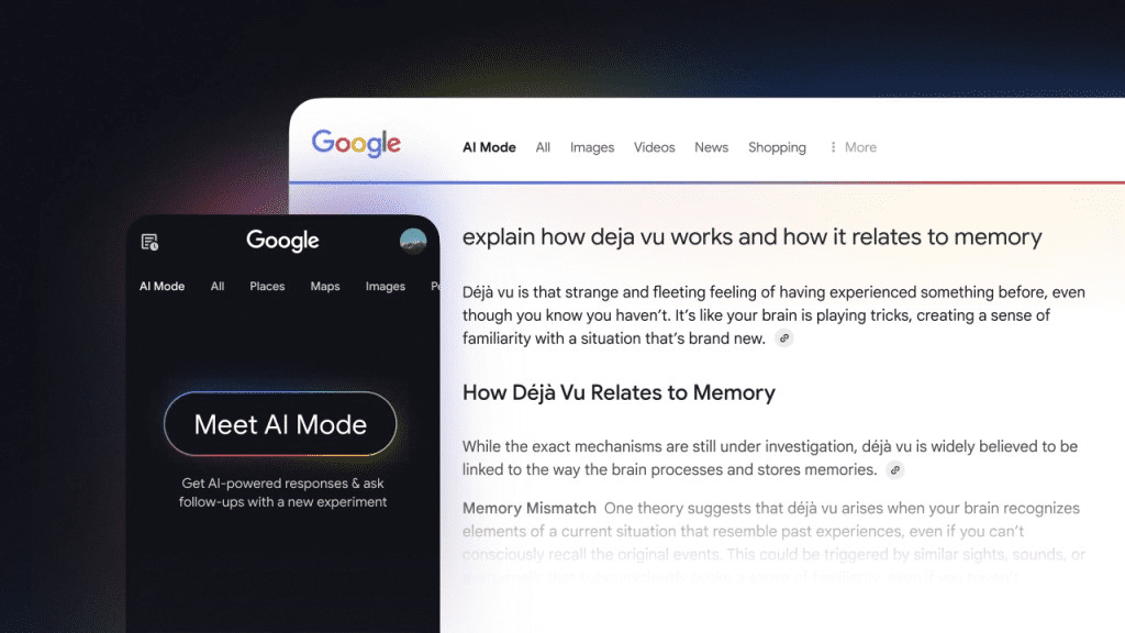 Screenshots of Google AI Mode