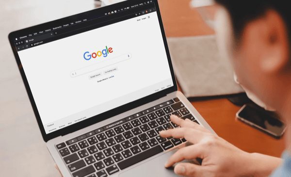 person searching in Google