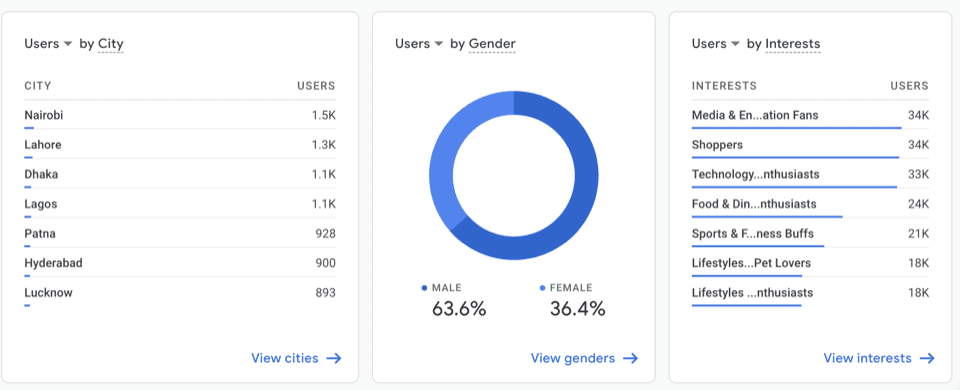 Demographic data on Google Analytics