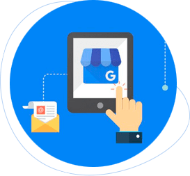 Tablet with storefront icon, representing Google Business Profile optimization for local SEO