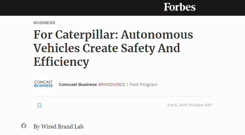 a Forbes headline about autonomous vehicles