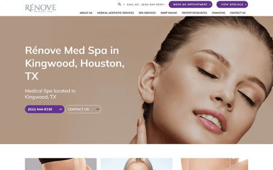 Homepage of Rénove Med Spa