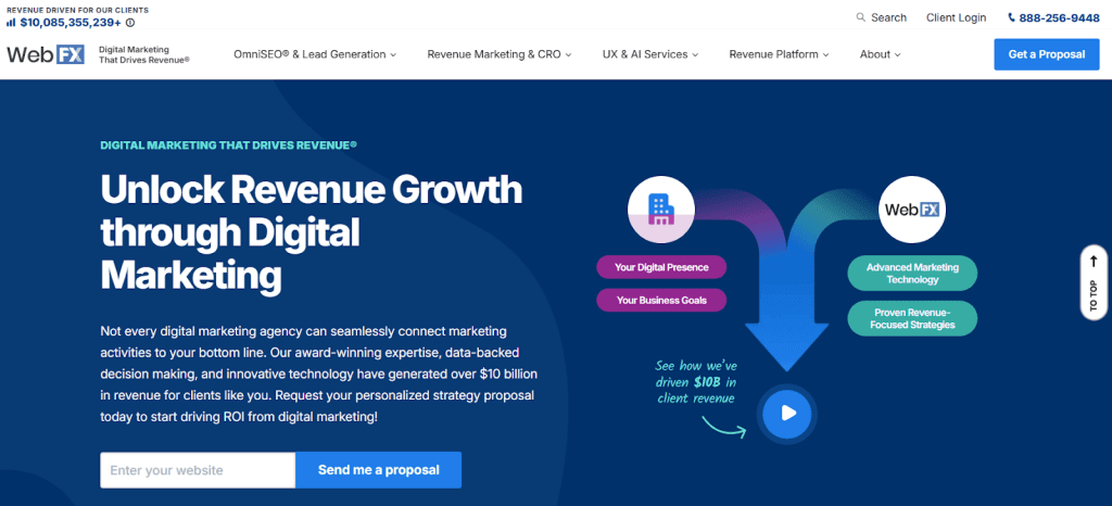 Webfx homepage with graphics and proposal offer