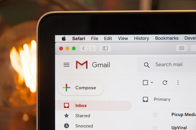 Laptop screen displaying the Gmail app