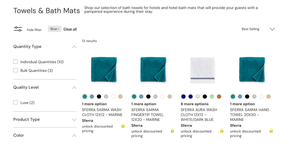 Inhaven towel color variants
