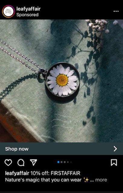 an Instagram ad for a pendant
