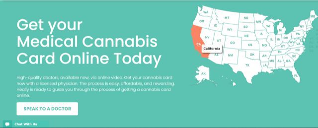 a screenshot image of an interactive map on a medical cannabis website