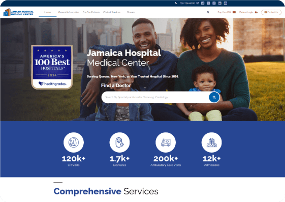 Homepage for Jamaica Hospital Medical Center