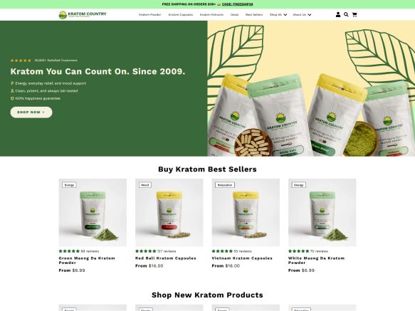 Kratom Country website desktop screenshot