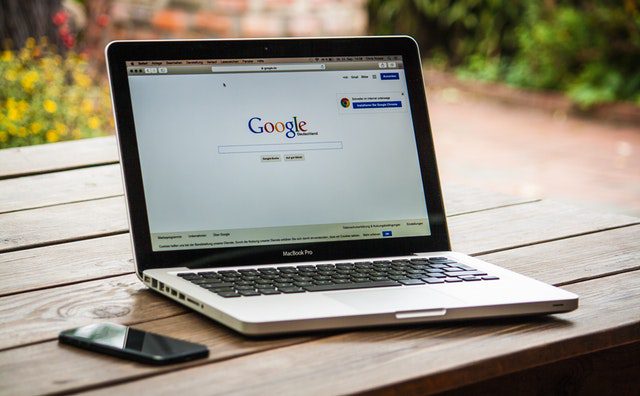 laptop displaying Google search page