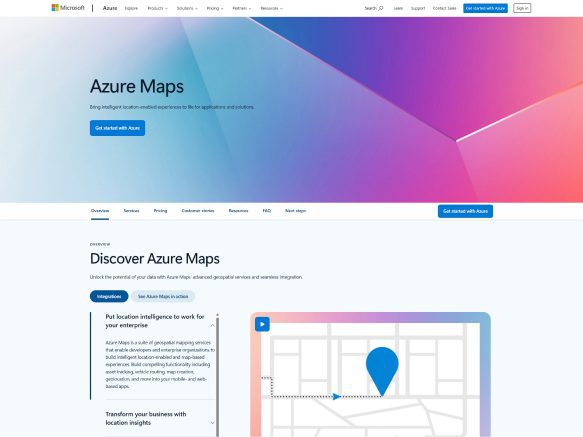 Microsoft Azure Maps website desktop screenshot