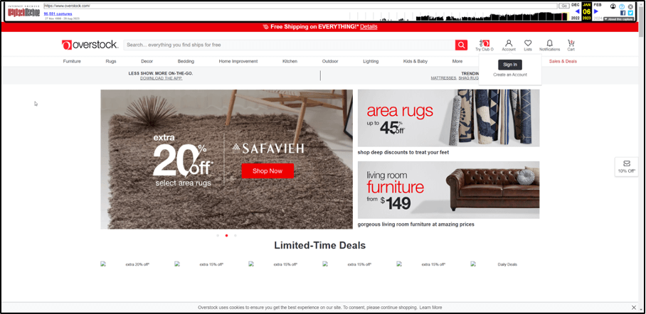 Old Overstock home page