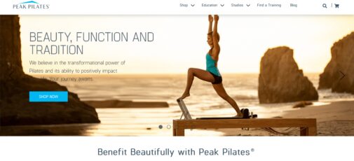 Peak Pilates homepage screenshot