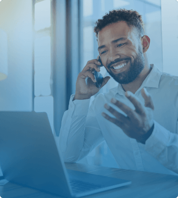 man on phone offering support