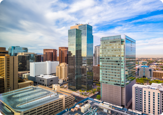 The Phoenix, Arizona business district skyline.