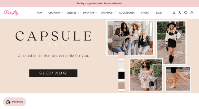 Pink Lily ecommerce site