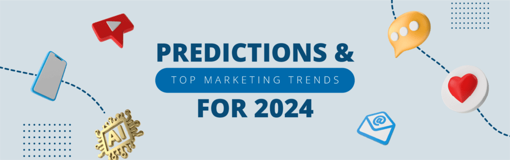 Image using symbols to show different 2024 marketing trends
