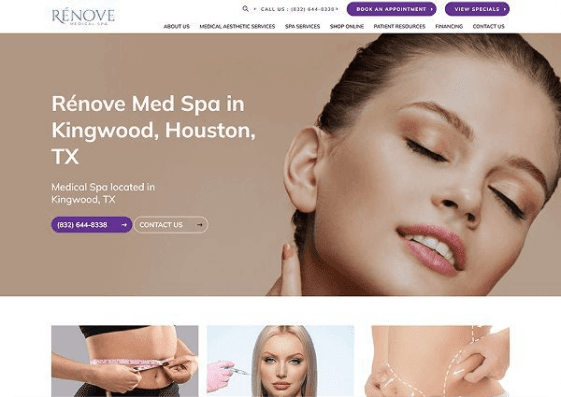 Rénove Med Spa website screenshot