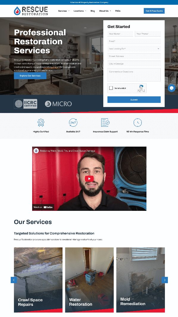 Home page for Rescue Restoration