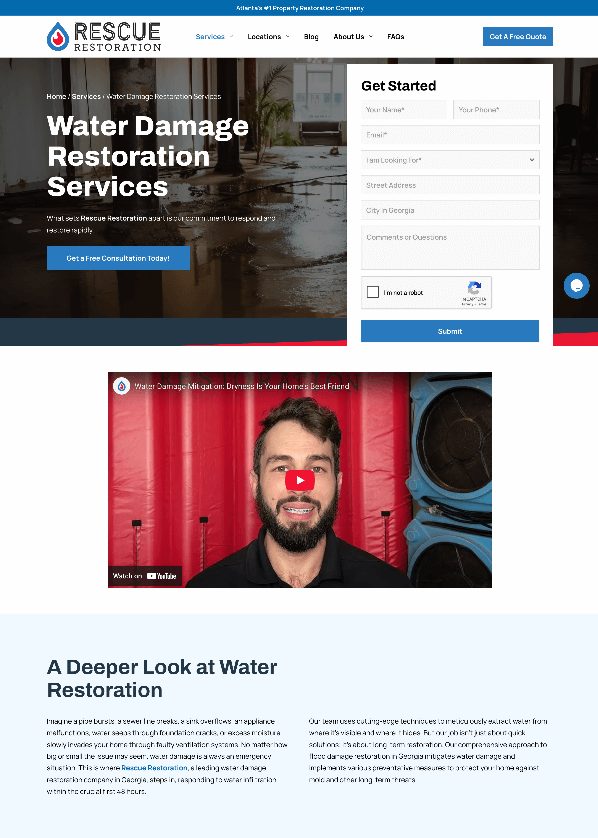 Rescue Restoration Water Restoration Landing page