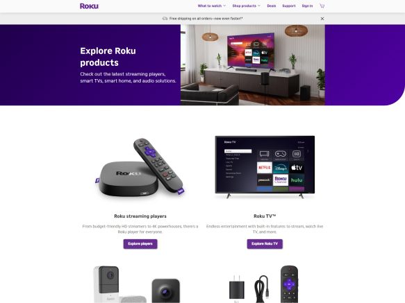 Roku website desktop screenshot