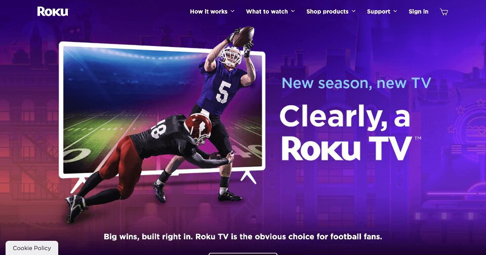Screenshot of Roku's home page
