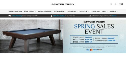 Sawyer Twain homepage screenshot