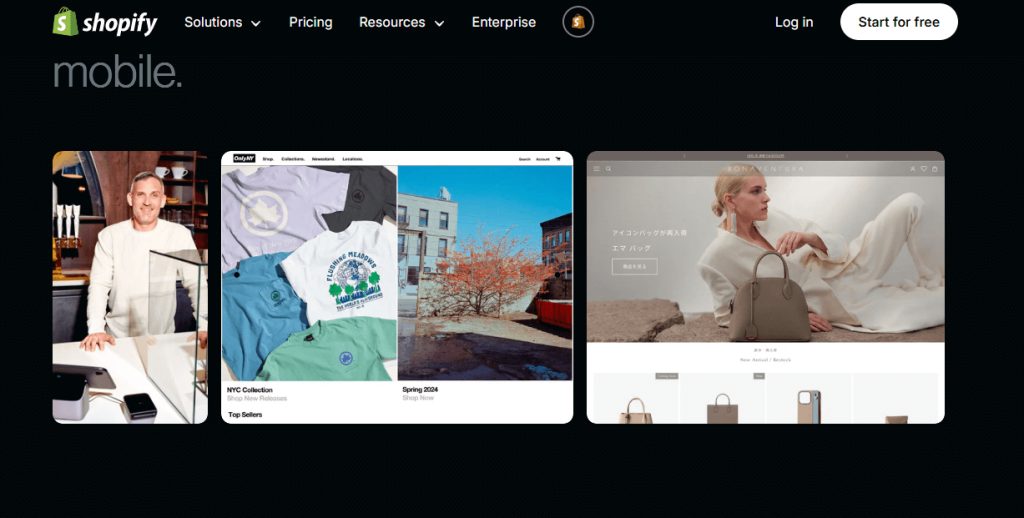 Shopify stores on Shopify’s home page