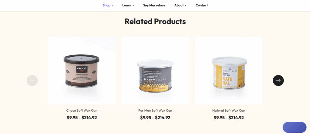 A row of skincare waxes to upsell online