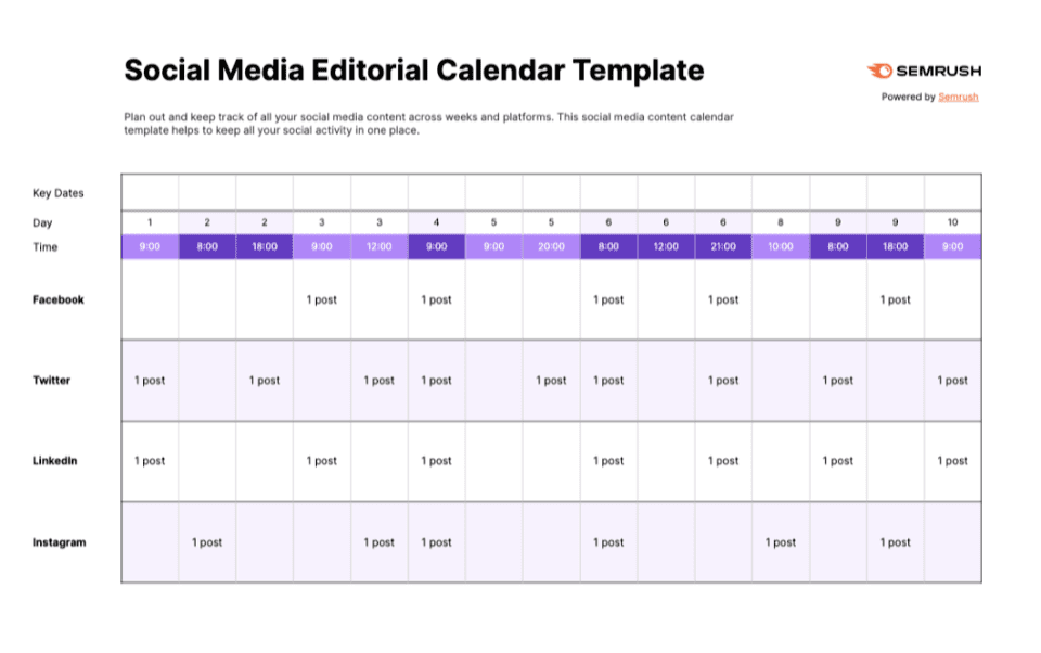 Image du calendrier de marketing de contenu des médias sociaux