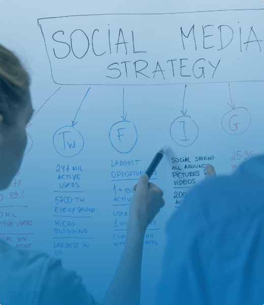 social media strategy written on whiteboard