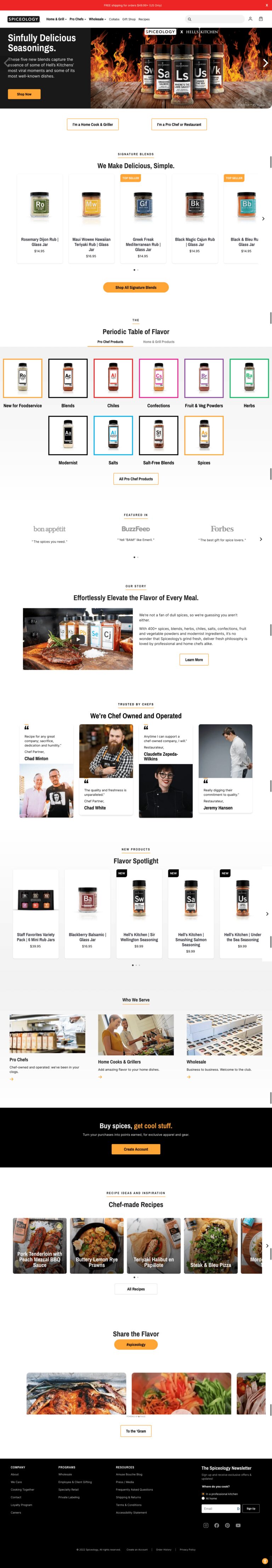 Screenshot of the Spiceology homepage