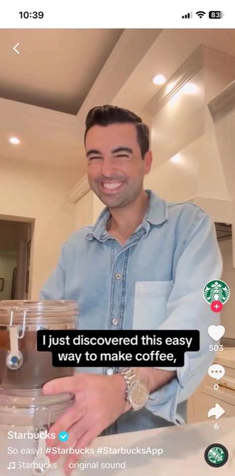a Starbucks TikTok video about making coffee
